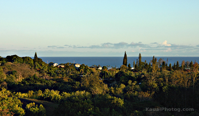 Kapaa, HI: View of Kapaa, Kauai from the hill, before sunset.