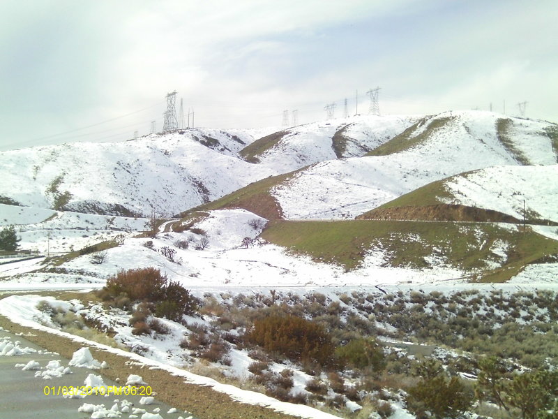Quartz Hill, CA: snow on the hills of quartz