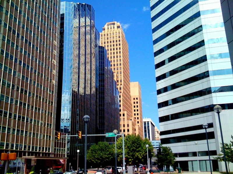 Oklahoma City, OK: The heart of downtown Oklahoma City. Looking east along Park Avenue.