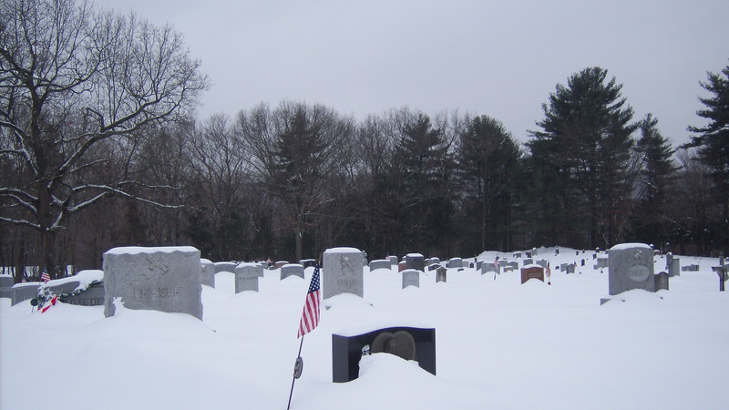 Palmer, MA: cemetary covered in a blanket of snow