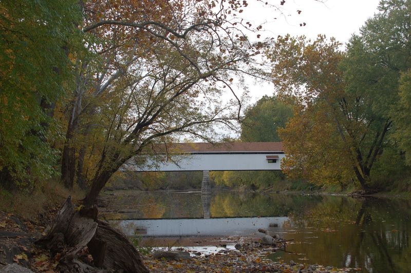 Noblesville, IN: Potter's Bridge & White River in the Fall