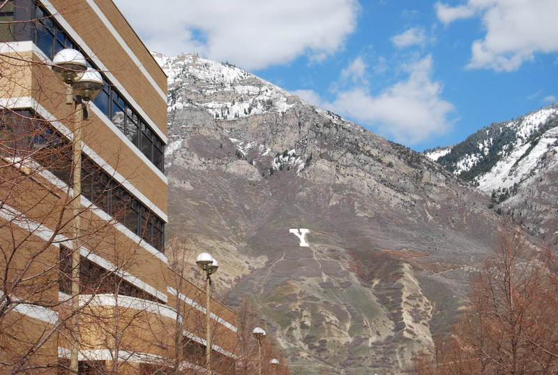 Provo, UT: View of "the Y" from BYU campus, Benson Building