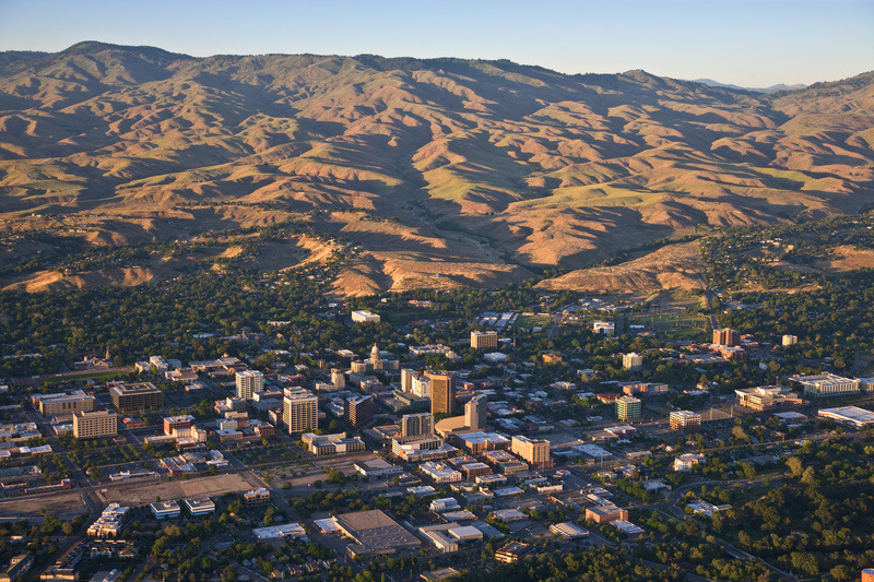 Boise, ID: Overlooking downtown Boise Idaho and into the Boise Foothills