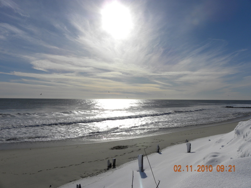 Bay Head, NJ Mount Street Beach with snow photo, picture, image (New Jersey) at
