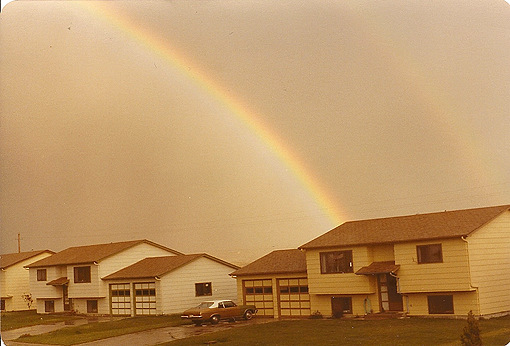 Table Rock, WY: Double Rainbow over Table Rock Village