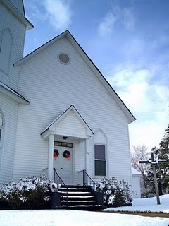High Shoals, NC: Snowy Scene of Country Church in Town of High Shoals