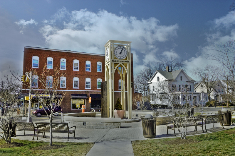 Somerville, NJ: 911 Memorial clock to honor the thousands who lost their lives on September 11, 2001, located at East Main and North Bridge Streets in Somerville, NJ