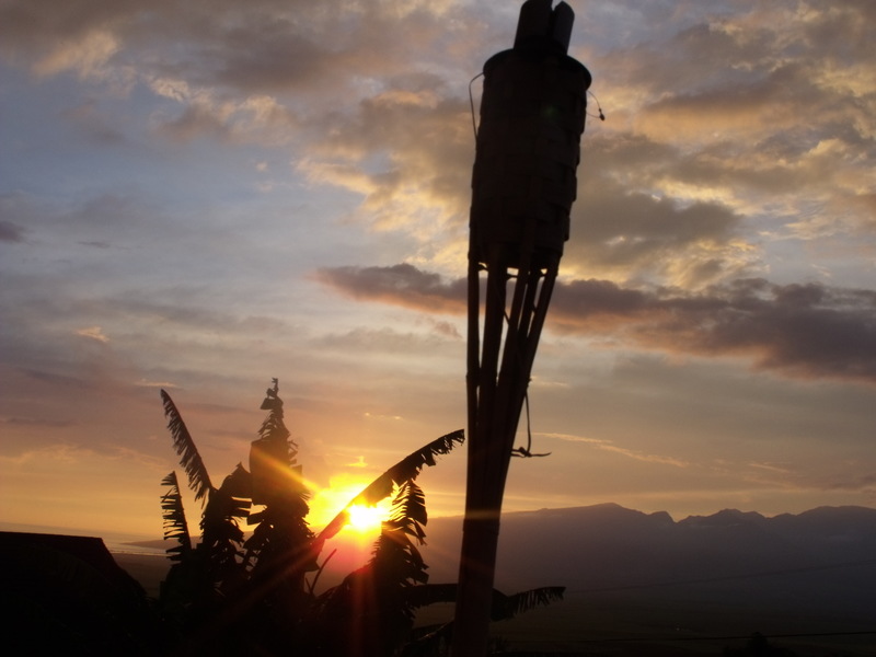 Pukalani, HI: Sunset off my porch from Haleakala mountian in Pukalani Hawaii. Looking toward the other moutian