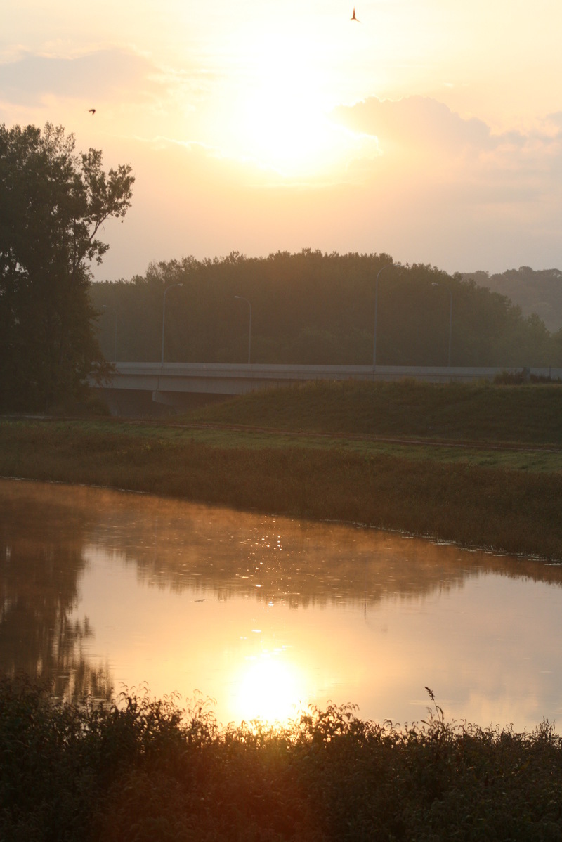 Le Sueur, MN: Early Morning Look at the Hwy169 Bridge and Minnesota River from Hwy112