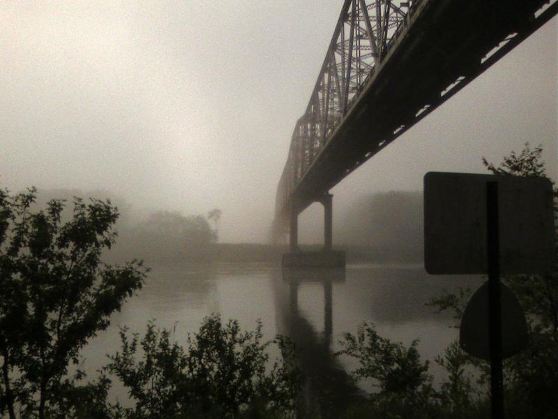 Decatur, NE: Bridge in Dectur Foggy morning in July 2010