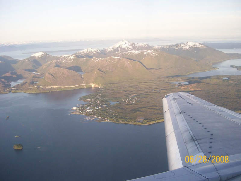 Metlakatla, AK: flying over Metlakatla on Alaska Airlines