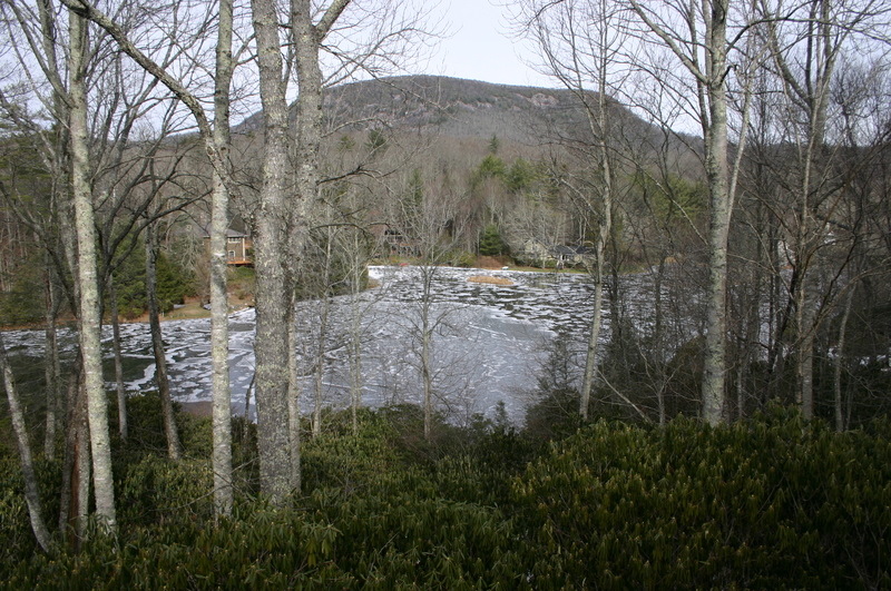 Highlands, NC: Shortoff Mountain, Cold Springs Lake, winter scene
