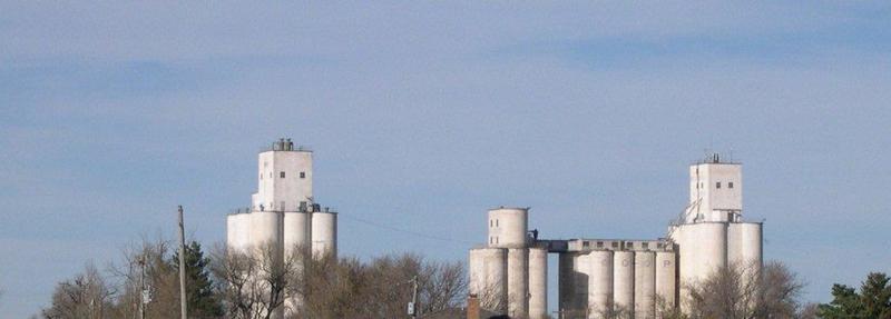 Rolla, KS: Rolla Ks skyline-our grain elevators as the backdrop of the city, north of town.