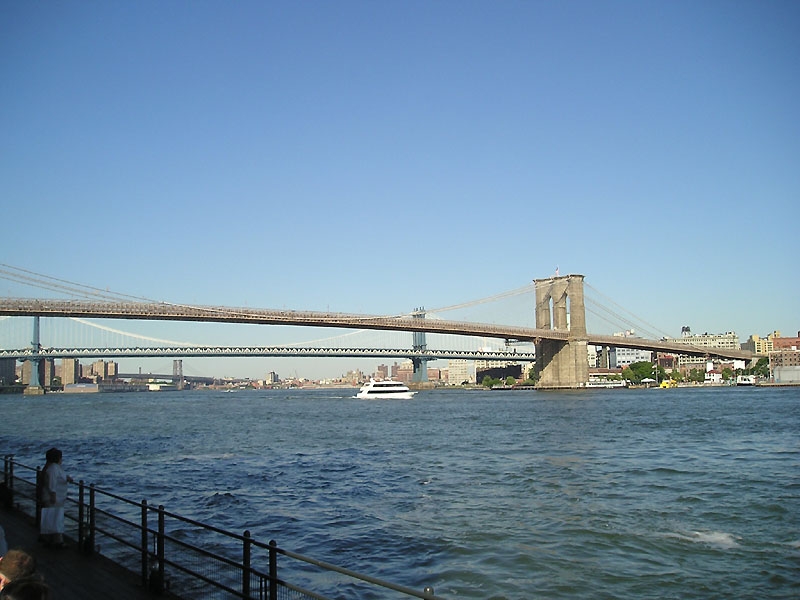 New York, NY: The Brooklyn Bridge as seen from New York City