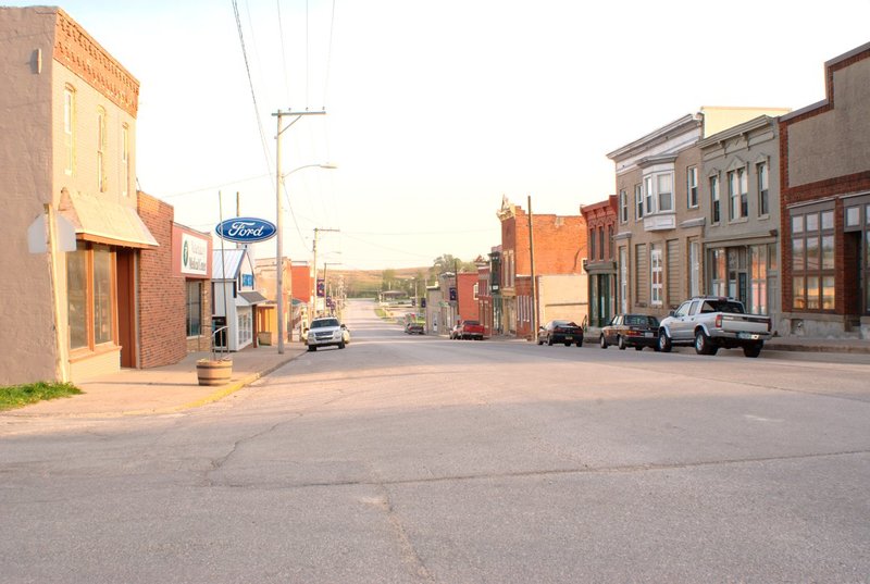 Oxford, IA: Looking south along Augusta Ave. in Oxford, Iowa