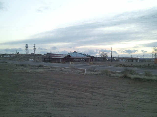 Pinon, AZ: View of Pinon Chapter House & Water Tower from the west