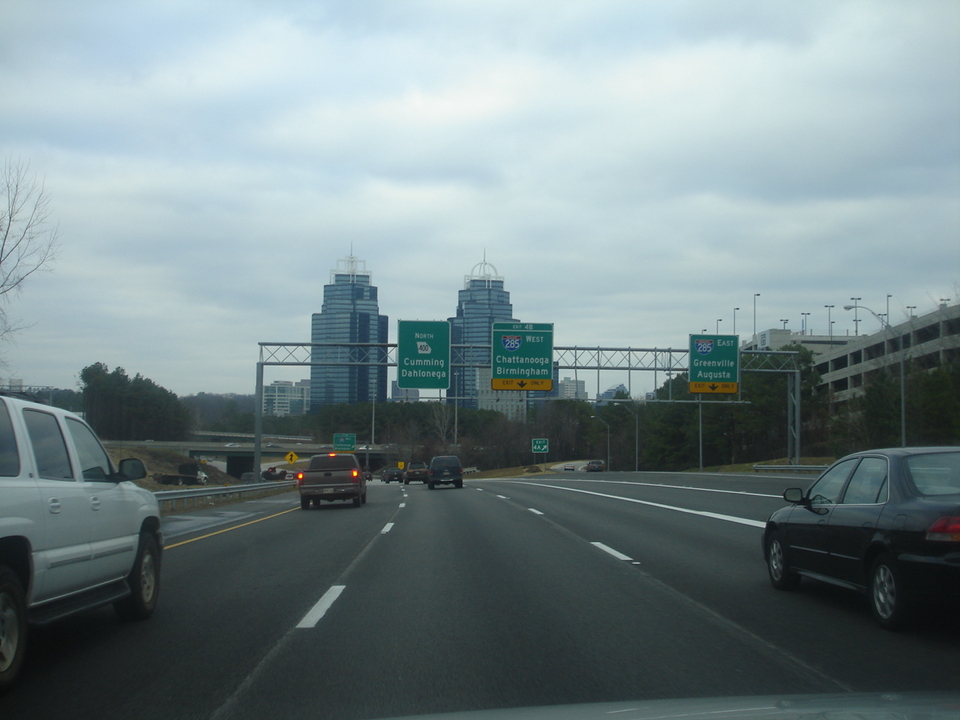 Dunwoody, GA: View of the King and the Queen while driving northbound on GA-400