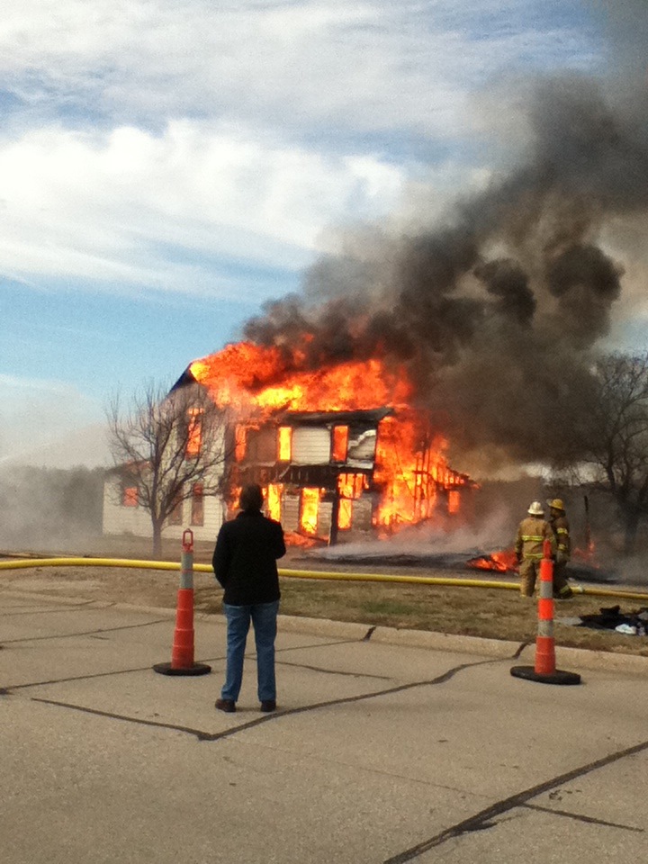 York, NE: Controlled burning downtown