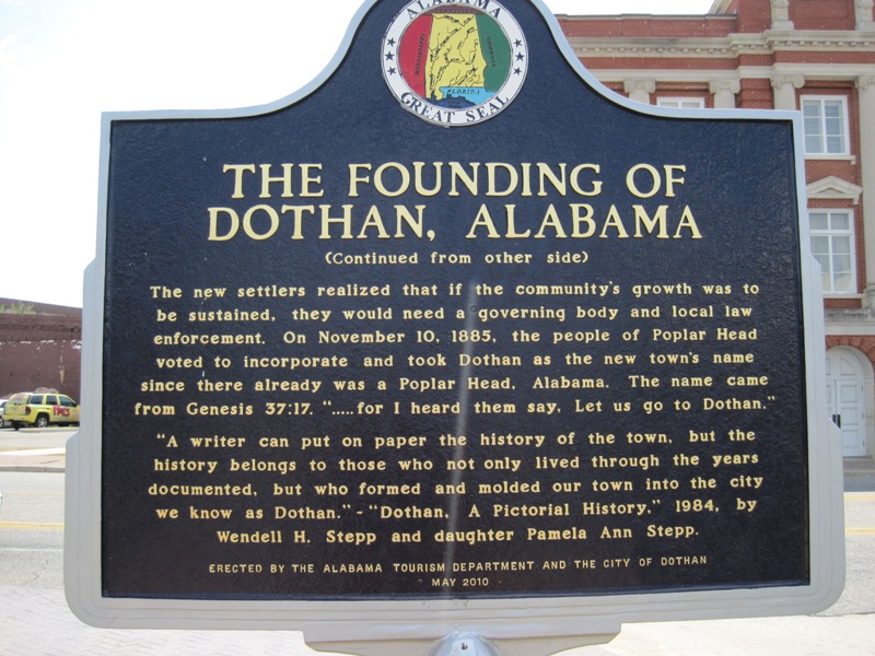 Dothan, AL: Dothan Historic Marker (back) near Dothan Civic Center