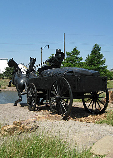Oklahoma City, OK: Part of the Dentennial Land Run Monument along the Bricktown Canal