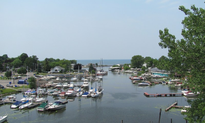 Olcott, NY: Harbor on Eighteen Mile Creek as it enters Lake Ontario