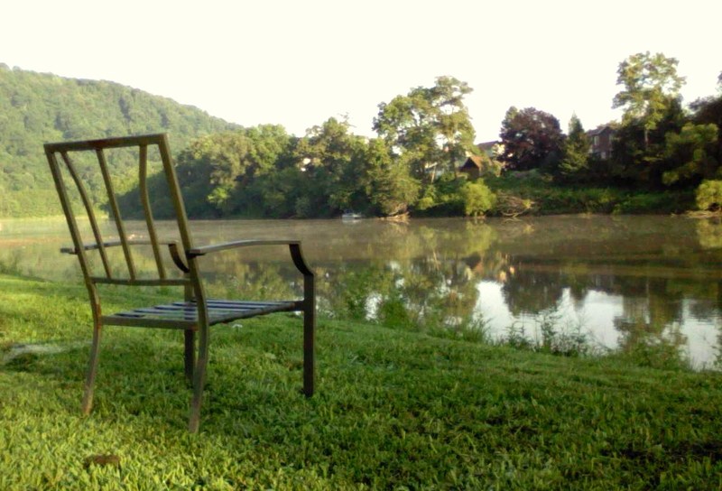 Elizabeth, PA: Lone chair sitting on the banks of the Yough River at the Boston waterfront. Inviting, isn't it?