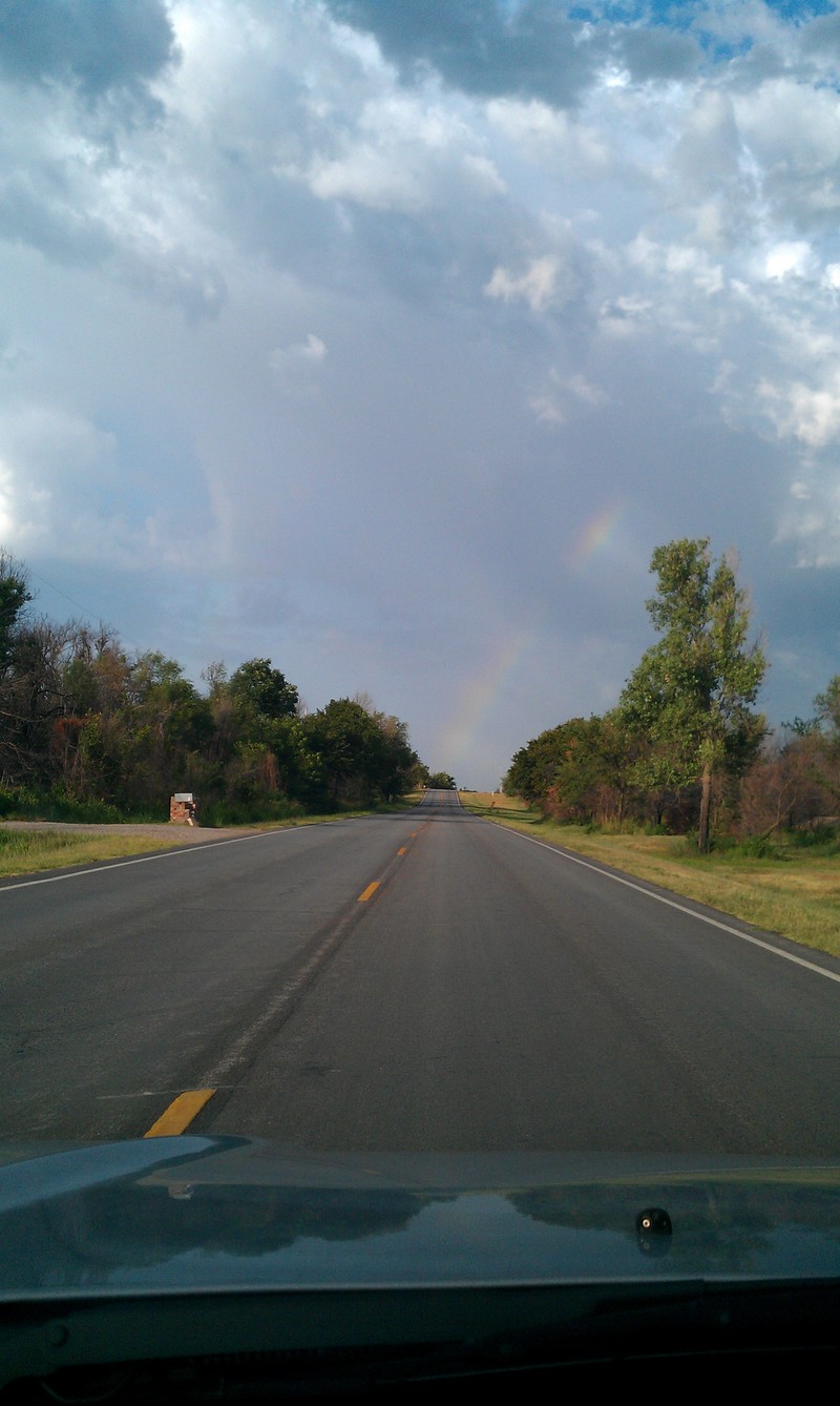Luther, OK: rainbow at the end of the road....