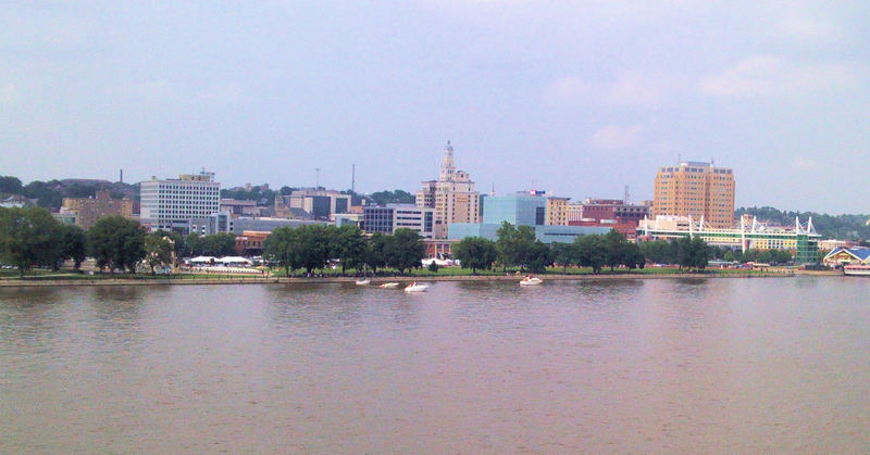 Davenport, IA: Downtown Davenport panoramic shot from the Centennial Bridge