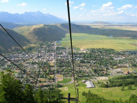Jackson, WY: View of town from Snow King chair lift
