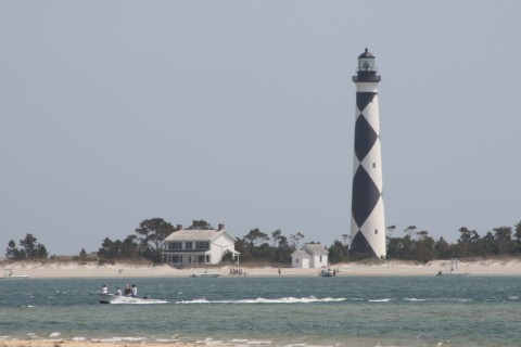Harkers Island, NC: Cape Lookout Lighthouse from Shackleford Banks