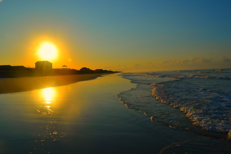 Oak Island, NC: Sunrise on the beach at Oak Island