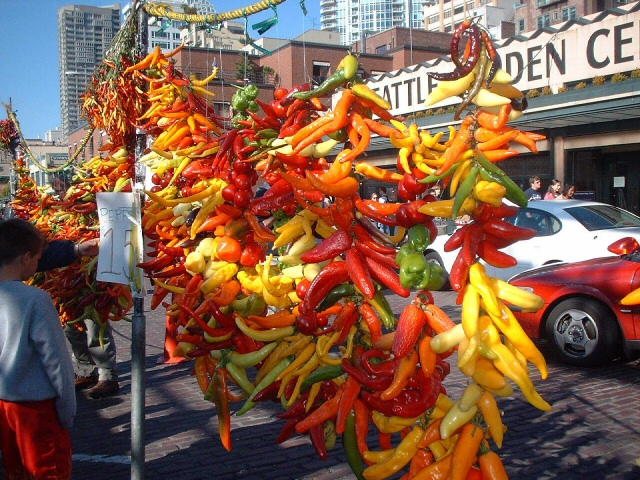 Seattle, WA: peppers for sale at the market