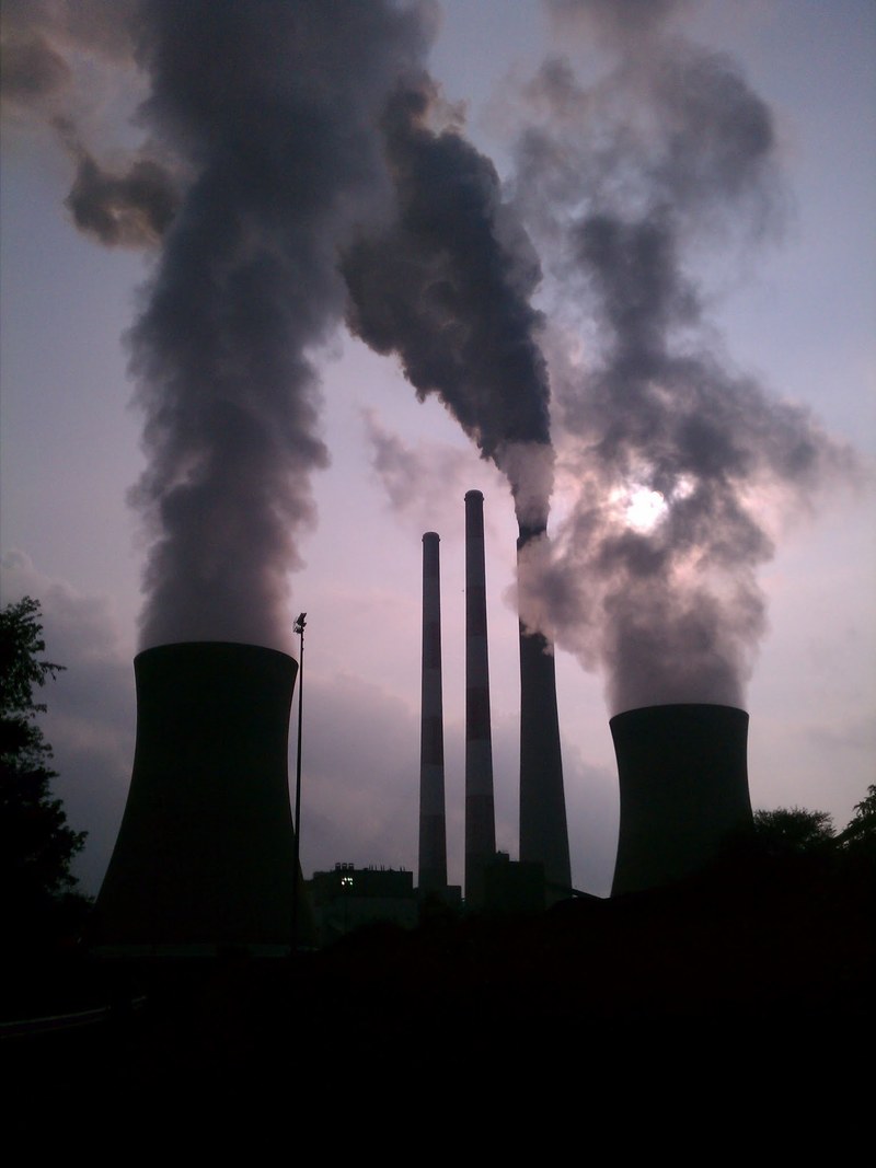 Shinnston, WV: Photo of the power plant silhouetted against the afternoon sky.