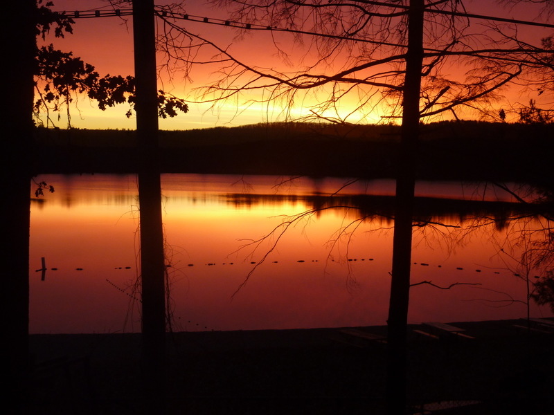 Southwick, MA Sunrise over South Pond, Lake Congamond looking toward