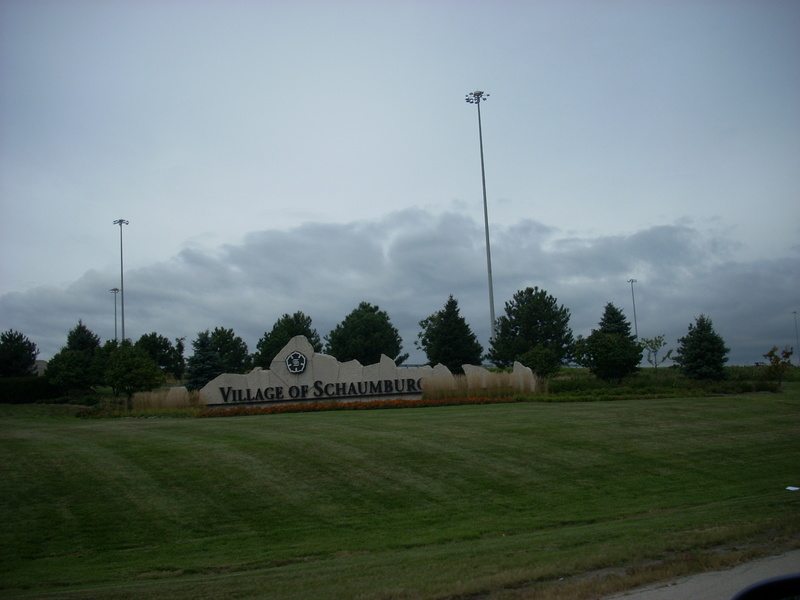 Schaumburg, IL: East entrance welcoming all to Schaumburg, Illinois at Rt 53 and Higgins Road