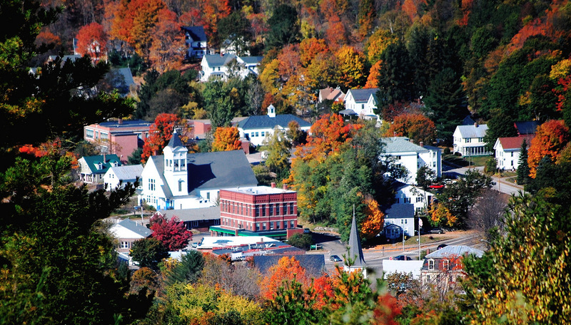 Bristol, NH: view of downtown Bristol from the Round Top