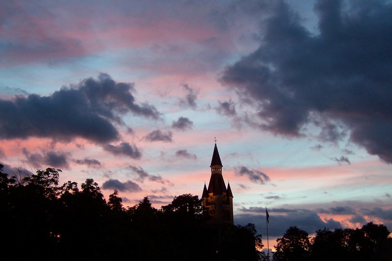 West Bend, WI: The old Washington County Courthouse at sun set .(summer 2010)