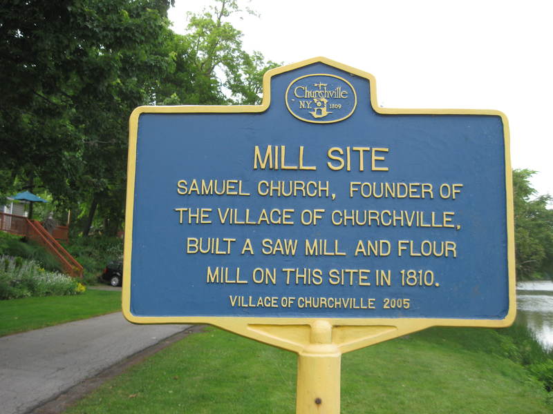 Churchville, NY The Mill Site plaque commemorating Samuel Church, the