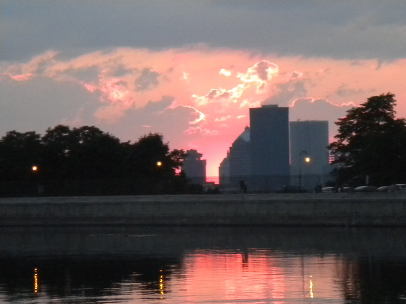 Rochester, NY: Downtown Rochester taken at sunset from the Cobbs Hill Reservoir