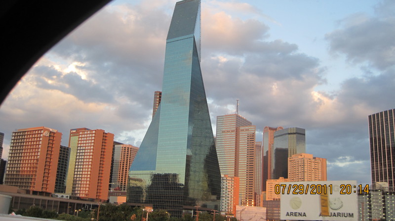 Dallas, TX: enjoying part of the skyline as well as the archtectural design of this building