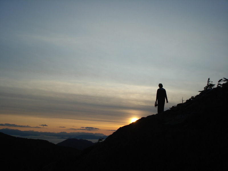 Ketchikan, AK: End of Dude Mountain Trail at dusk, Ketchikan, Alaska