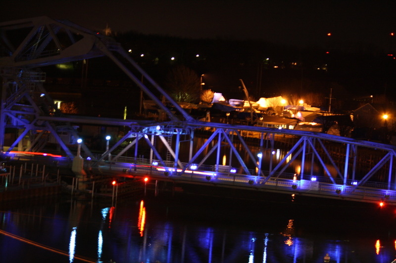 Ashtabula, OH: Lift Bridge at night,pretty blue lights