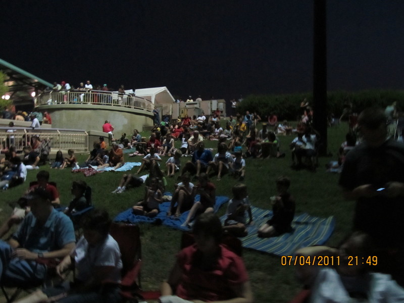 Alexandria, LA: July 4th 2011 - People watching Fireworks on Red River Levee-Alexandria, La.