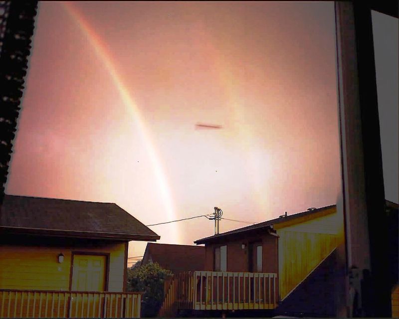 Port Angeles East, WA: Double Rainbow & mystery shadow taken on 5th street between laurel and oak