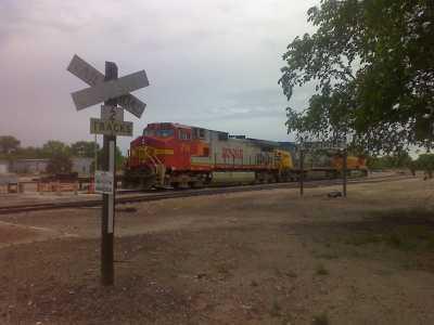 Beatrice, NE: Locomotives sitting north of the Beatrice, Ne. Burlington station Museum, on the tracks