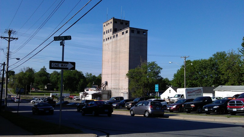 Warrensburg, MO: Old grain mill by Pine Street in Warrensburg, Missouri.