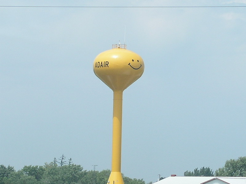 Adair, IA: Local Water Tower (and the only yellow one on all of I-80)