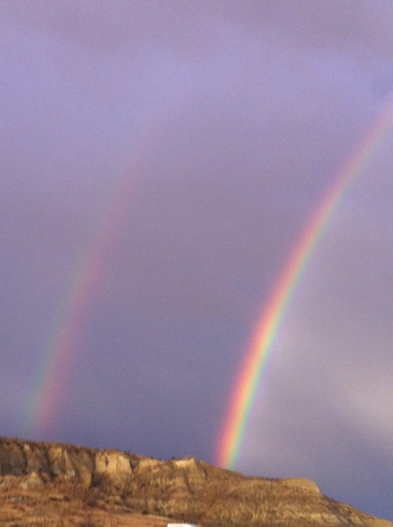 Medora, ND: double rainbow from Red Trail Campground