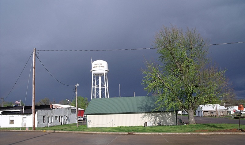 Westville, OK: Water tower, Spring, 2011