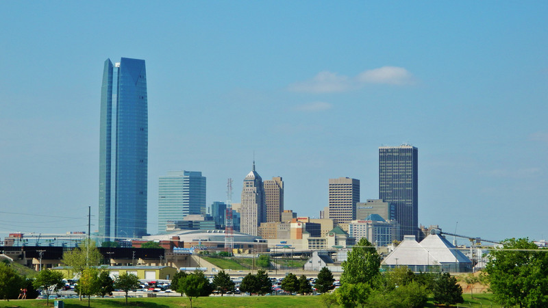 Oklahoma City, OK: Downtown Oklahoma City skyline, looking north.